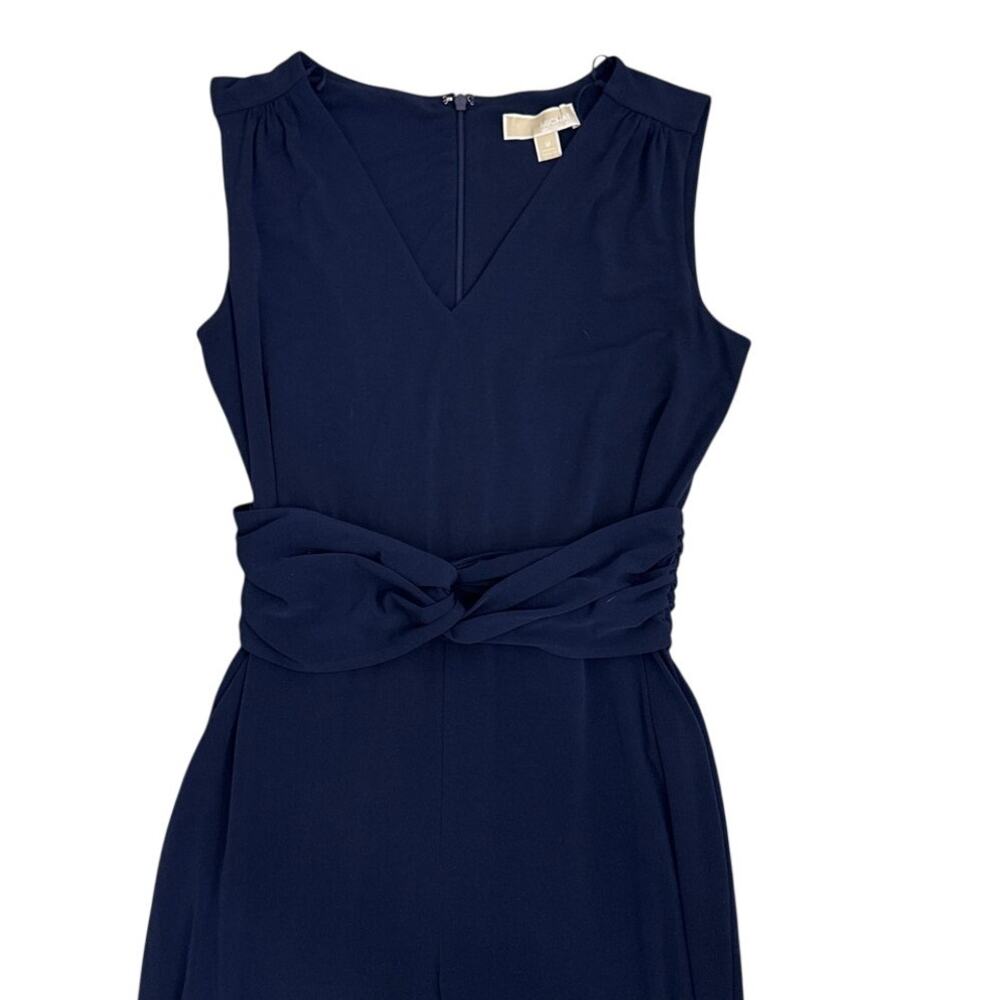 Michael Kors Sleeveless Knot Front Straight Leg Navy Blue Capsule Romper Medium - Picture 4 of 5
